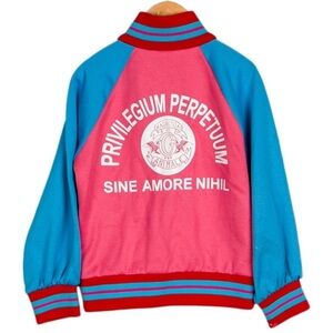 Authentic Girls Gucci Red Blue Designer Sweatshirt Ribbed Collar Back Logo 10